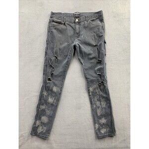 Embellish Denim Jeans Men's Size 36 x 32 Black Thrashed Destroyed 100% Cotton